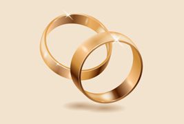 逼真的金色結婚戒指矢量素材
