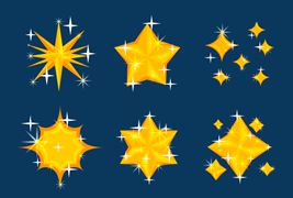 六個金光閃閃的星星矢量素材