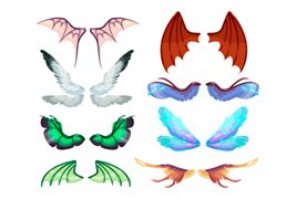 八種不同的神魔翅膀集合矢量素材